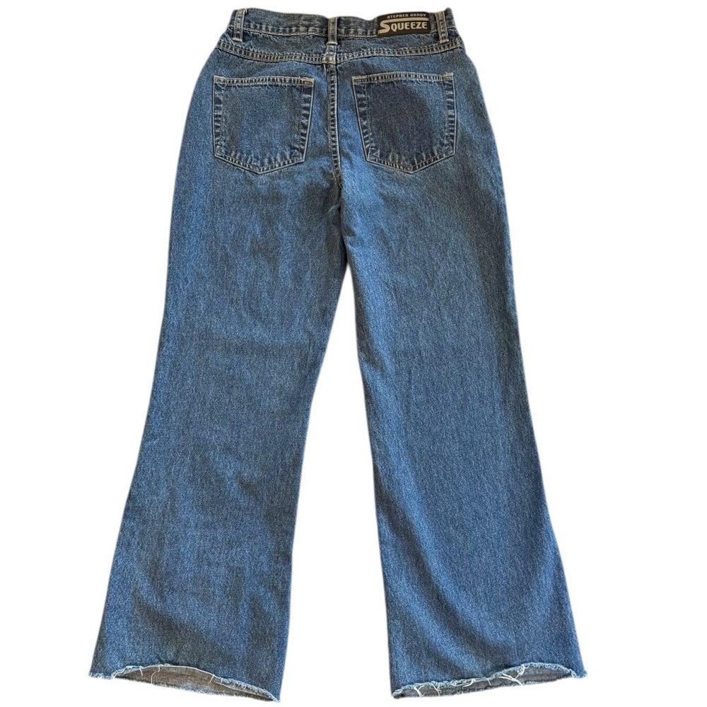 Vintage Button Fly Wide Leg Squeeze Blue Jeans Flare Women's 90's Denim Size 5 6 - Picture 3 of 11